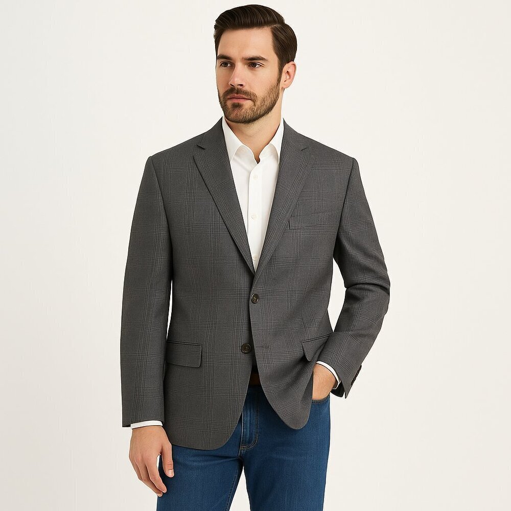 Lauren Ralph Lauren Wool Plaid Blazer Quiet Luxury Academia Sport Coat 44R